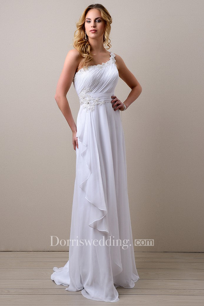 One shoulder store chiffon wedding dress