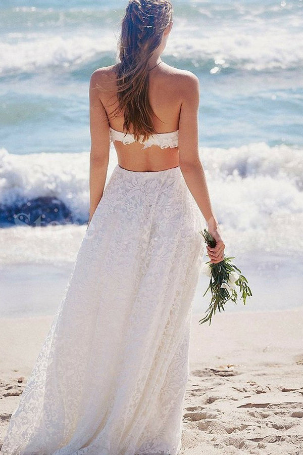 Boho Wedding Dresses,Two Piece Wedding Dress,Beach Wedding Dress
