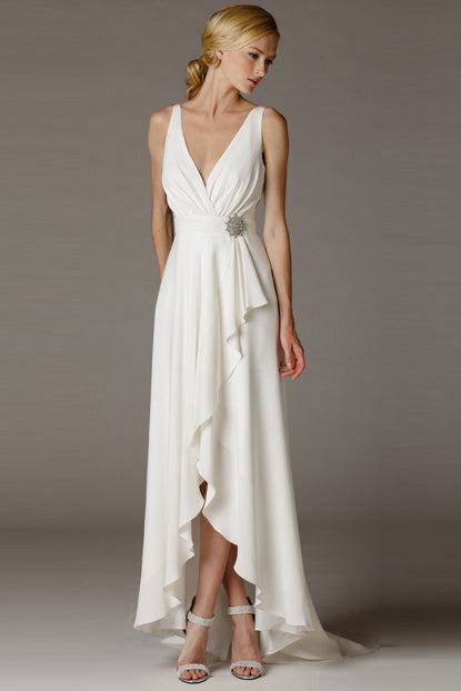 Asymmetrical Chiffon Wedding Dress