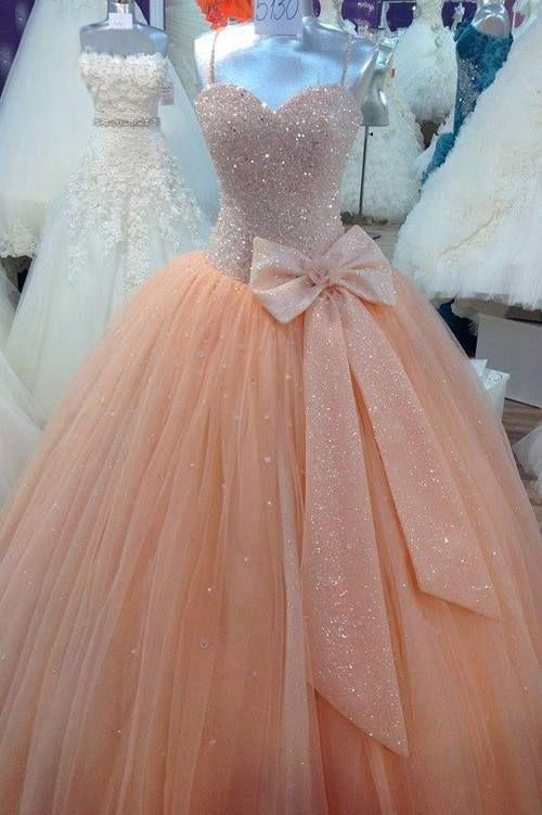 Stunning Sequins Sweetheart Ball Gown Wedding Dress With Bowknot