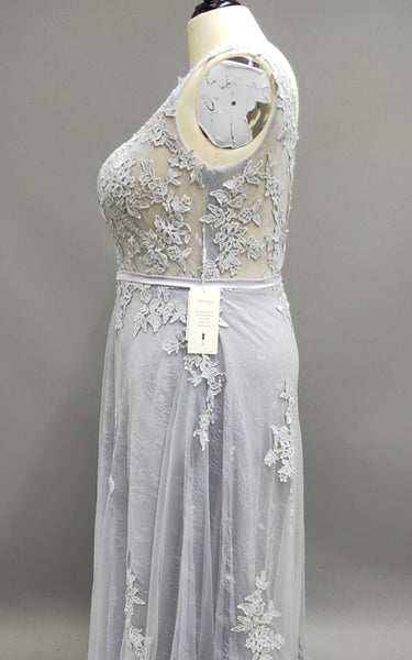 Gray Blue Lace Wedding Dress-105852