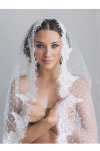 New Korean Style Flocking Dot Lace Applique Veil