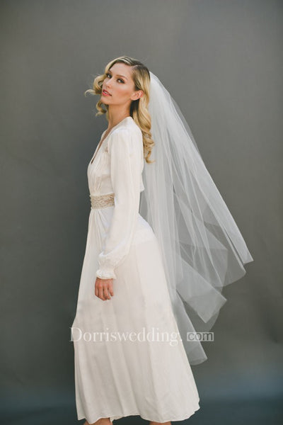 Western Style Double-layer Bride Wedding Veil Soft Tulle Combed Veil