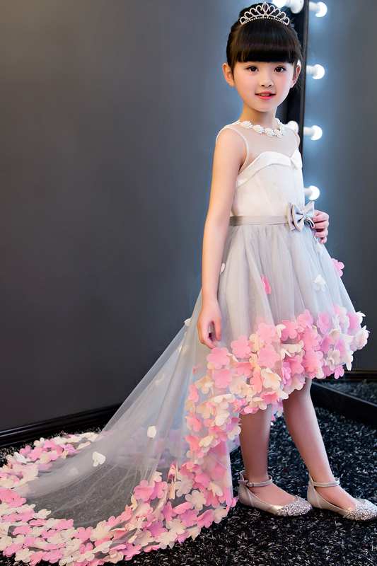 Sleeveless Pearl Neckline High Low Tulle Dress With Flowers-402462 ...