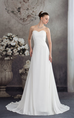 Sweetheart A-Line Chiffon Appliques and Gown With Ruching