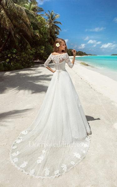 Sweetheart Long A-line Organza Wedding Dress With Appliques And bolero