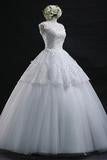 Lace-up Lace Tulle Wedding Dress Ball Gown With Appliques-715481