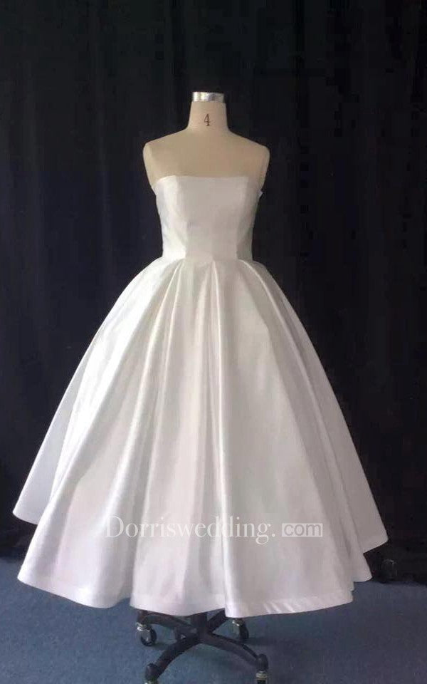 Taffeta A-Line Strapless Tea Length Ball Gown-ET_711325 – DorrisDress