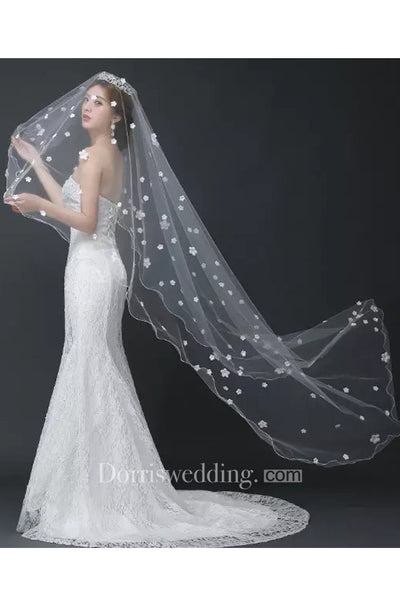 New Arrival Wedding Veil Trailing Bridal Veil Headdress With Flowers 