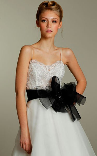 Shimmering Spaghetti Strap Organza a Line Dress With Lace Bodice