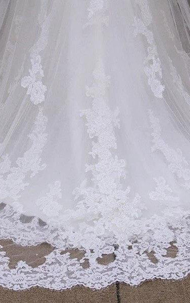 Long Sleeveless A-Line Lace Wedding Dress With Empire Waist