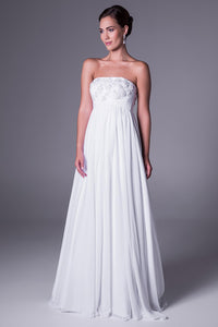 A-Line Empire Strapless Appliqued Chiffon Wedding Dress