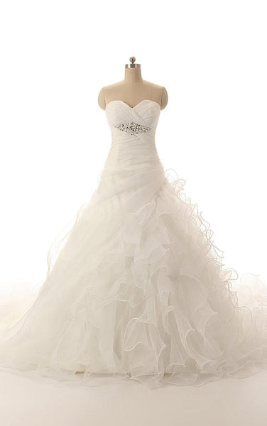 Modern Sweetheart Ball Gown With Ruffles and Crisscross Ruching