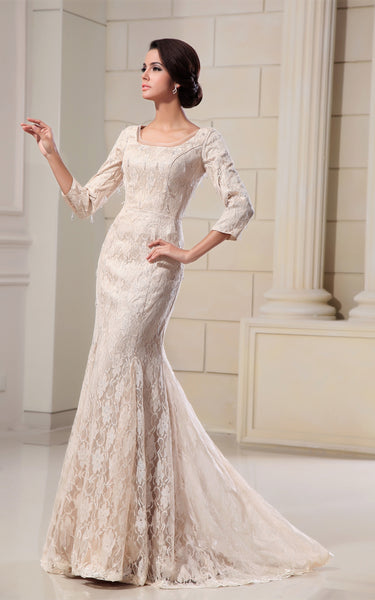 Sassy Square-Neck Style Dress With Lace Appliques-GC_705173