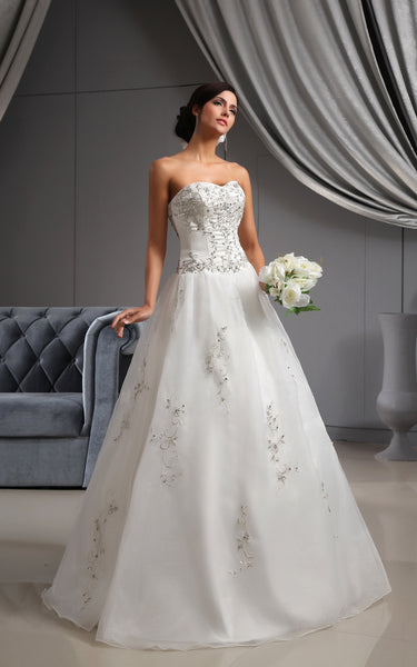 Organza Embroidered Top A-Line Sweetheart Gown-GC_705270