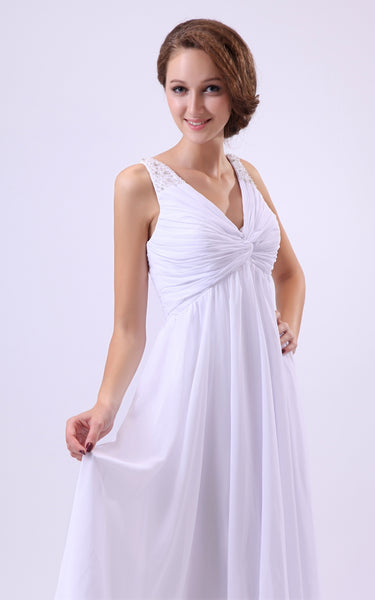 Deep V-Neck Empire Short Maternity Dress With Ruching-GC_706073