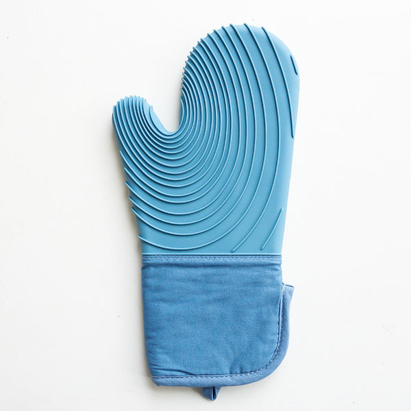 Heat Resistant Silicone Kitchen Oven Mitts Antiskid and Waterproof with Cotton Lining - A Pair (Two Pieces)