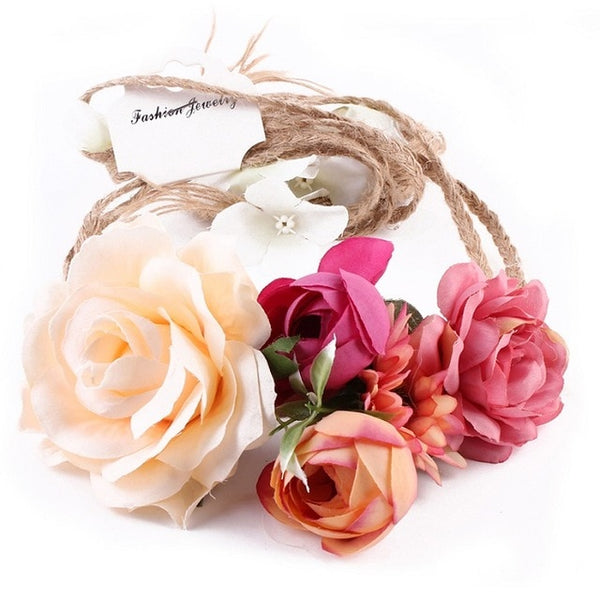 Women Girl Boho Flower Floral Hairband Headband Wreath Party Bride Wedding Beach