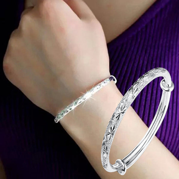 New Fashion Adjustable Bracelet Jewelry Silver Womens Charm Bangle Bracelet Gift