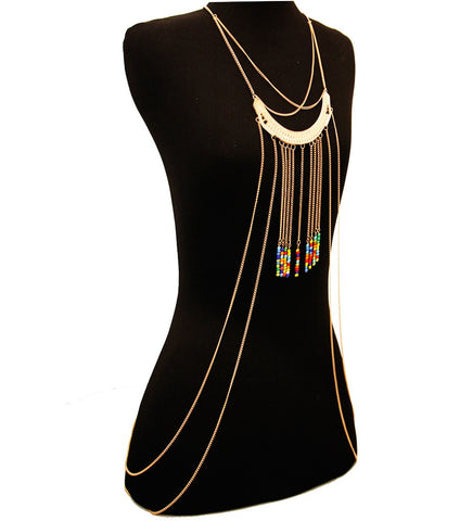 Gold and Multi Color Bead Body Chain