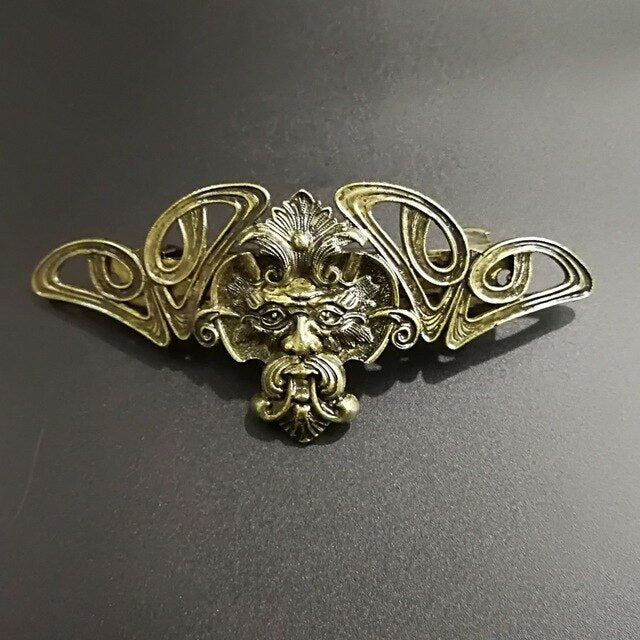 GREEN MAN Tin Hair Brooch Art Nouveau Hair Jewelry Greenman Cernunnos ...